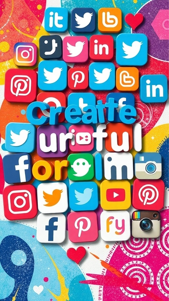 A colorful collage of social media icons with creative usernames.